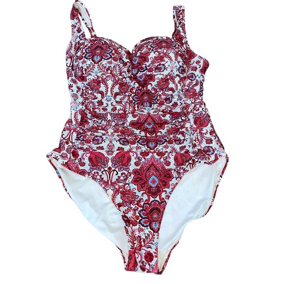 Nip Tuck swim suite one piece multiple cup fit ruched side slimming  SZ 6 - Picture 2 of 8